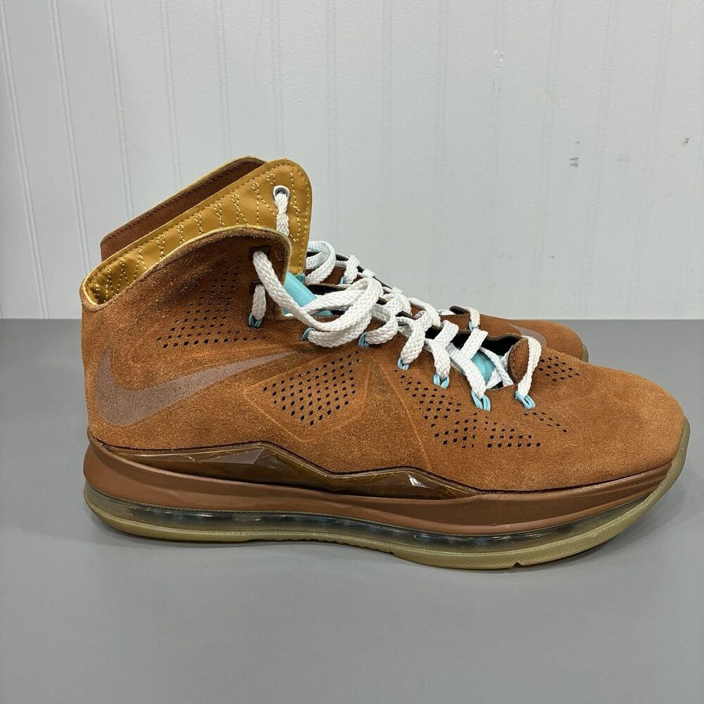 Nike LeBron 10 X EXT QS Hazelnut Brown Suede Size 13 607078-200 LeBronX Sneaker